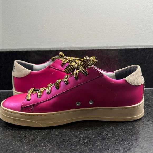 P448 Jack Solaris in Matte Hot Pink Leather Sneakers - Picture 4 of 6